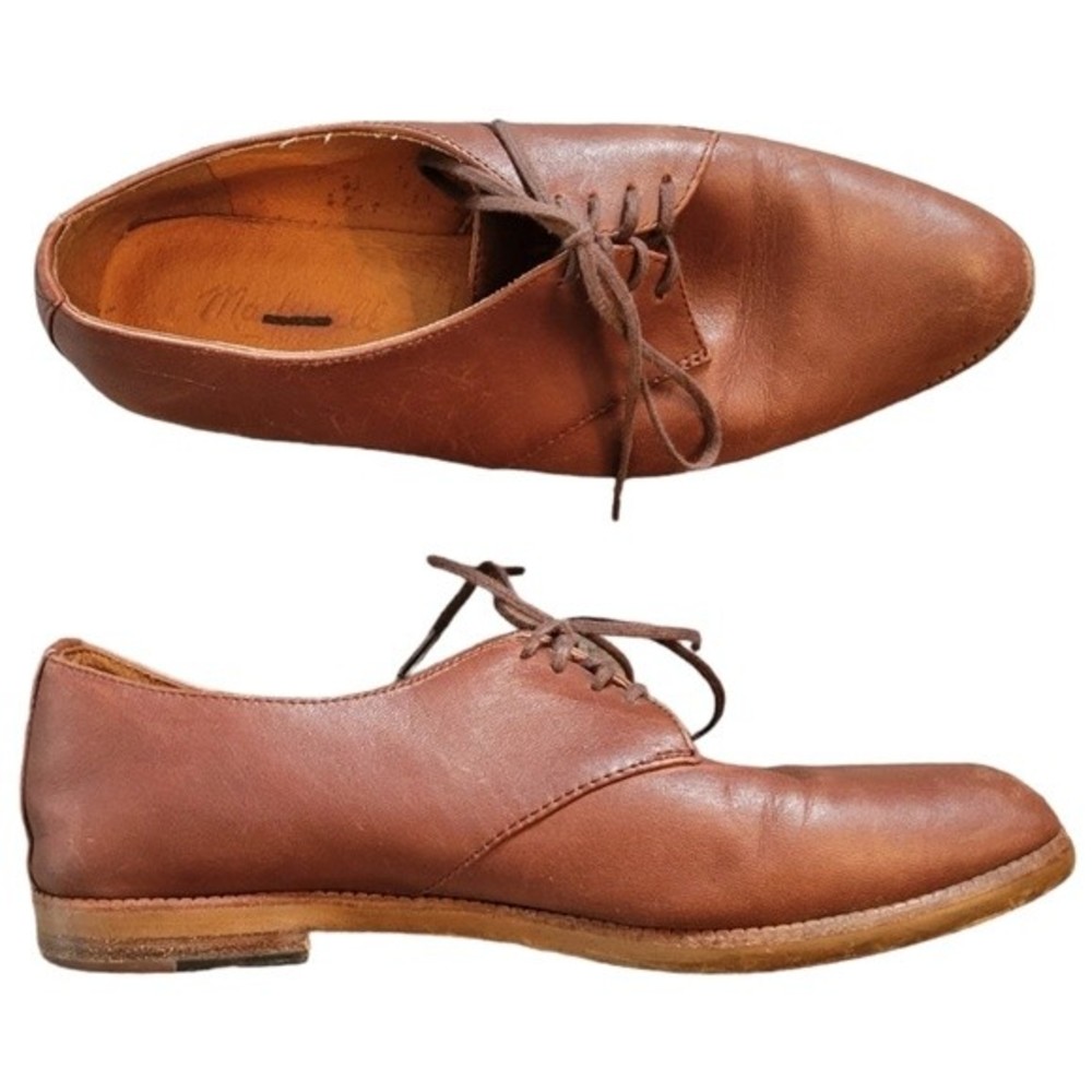MADEWELL LEATHER BROWN DRESS LACE UP LOAFERS COMFY WORK OR CHURCH SHOES SIZE 6.5